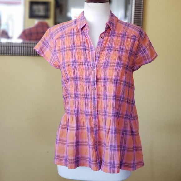 NWT Pilcro by Anthropologie Smocked Blouse - Picture 1 of 9